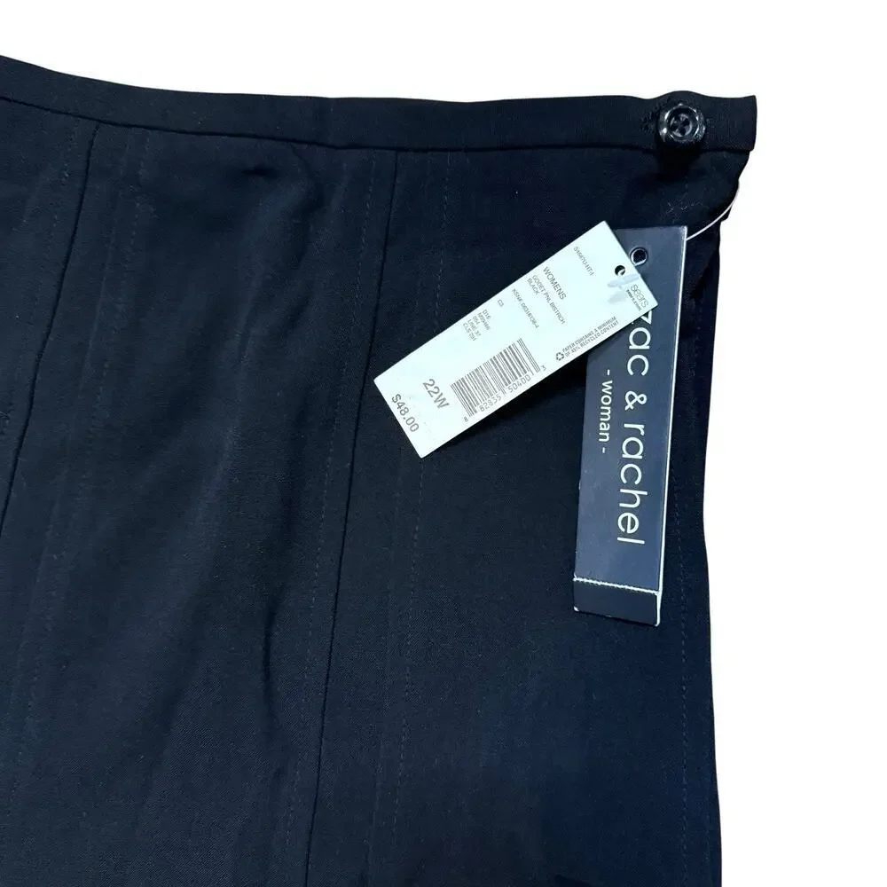 Zac & Rachel Woman Plus Black Comfort Stretch A-Line Knee Length Skirt Size 22W